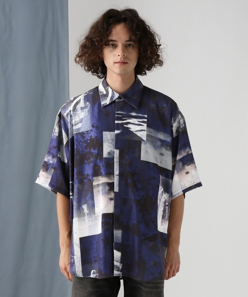 HARE（ハレ）の「グロッシーコラージュプリントシャツ(HARE)（シャツ/ブラウス・メンズ・ホワイト/ブルー/ブラック・FREE）」の10枚目の写真