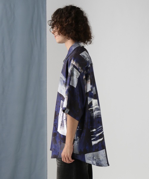 HARE（ハレ）の「グロッシーコラージュプリントシャツ(HARE)（シャツ/ブラウス・メンズ・ホワイト/ブルー/ブラック・FREE）」の11枚目の写真