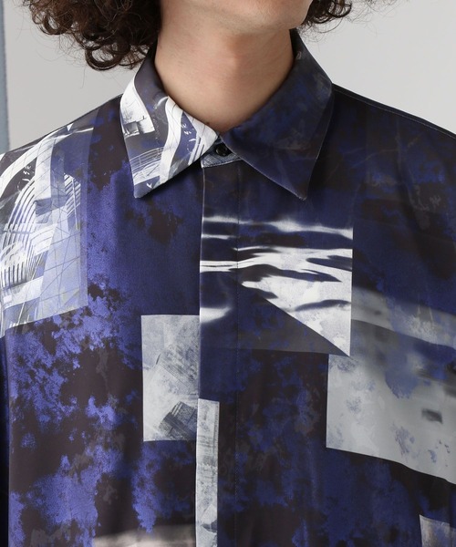 HARE（ハレ）の「グロッシーコラージュプリントシャツ(HARE)（シャツ/ブラウス・メンズ・ホワイト/ブルー/ブラック・FREE）」の13枚目の写真