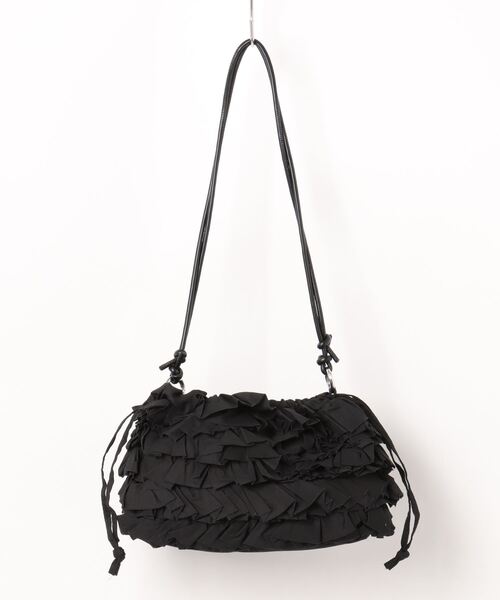 Q（キュー）の「フリルクラッチ（クラッチバッグ・レディース・ベージュ/ブラック・ONE SIZE）」の5枚目の写真