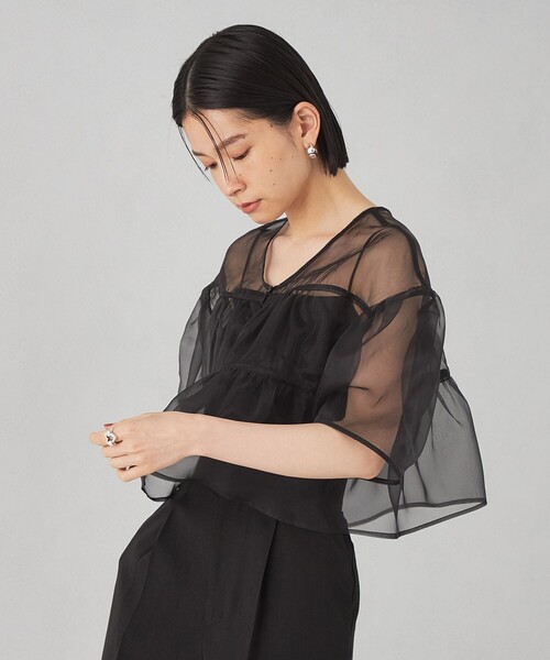 EMMEL REFINES（エメルリファインズ）の「＜EMMEL REFINES＞EM オーガン 2WAY ブラウス（シャツ/ブラウス・レディース・ブラック/ライム・FREE）」の3枚目の写真