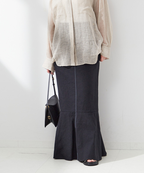 A PUPIL(アピューピル)の「【A PUPIL/ア ピューピル】MMD SK-CL:スカート(スカート・レディース・ブラック/アイボリー・MEDIUM)」の1枚目の写真