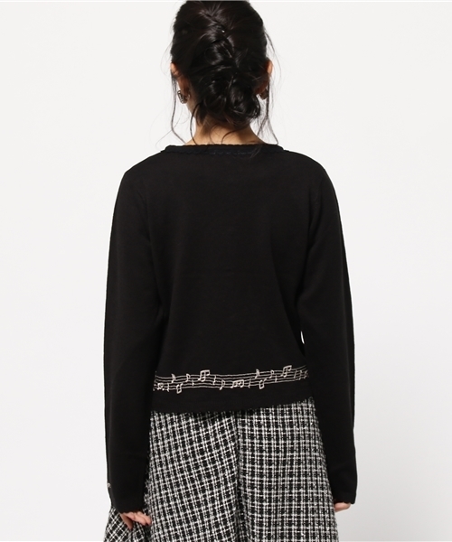 axes femme（アクシーズファム）の「楽譜刺繍カーディガン（カーディガン/ボレロ・レディース・ブラック/ワイン/キナリ/ブラウン・MEDIUM）」の7枚目の写真