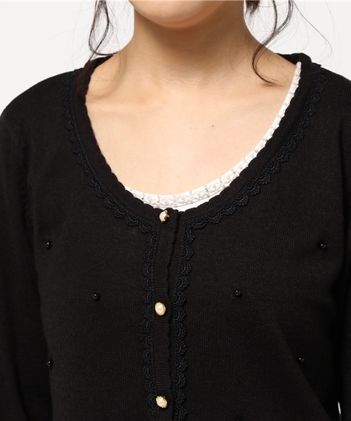 axes femme（アクシーズファム）の「楽譜刺繍カーディガン（カーディガン/ボレロ・レディース・ブラック/ワイン/キナリ/ブラウン・MEDIUM）」の11枚目の写真