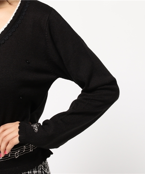 axes femme（アクシーズファム）の「楽譜刺繍カーディガン（カーディガン/ボレロ・レディース・ブラック/ワイン/キナリ/ブラウン・MEDIUM）」の12枚目の写真