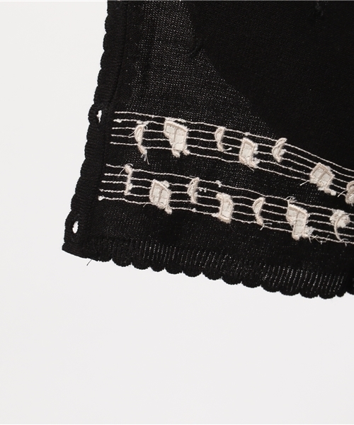 axes femme（アクシーズファム）の「楽譜刺繍カーディガン（カーディガン/ボレロ・レディース・ブラック/ワイン/キナリ/ブラウン・MEDIUM）」の8枚目の写真