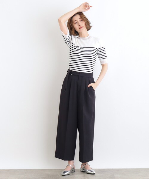 grove(グローブ)の「◆シアーフリル5分袖リブニットプルオーバー(ニット/セーター・レディース・ブラック/オフホワイト/ブラック系2・01/02/03/04/05)」の18枚目の写真