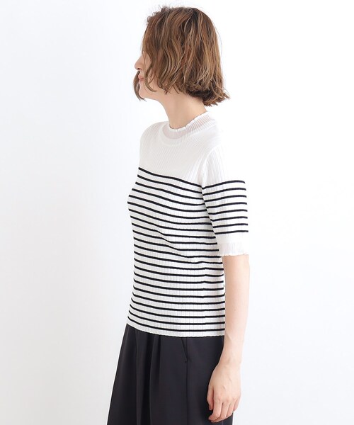 grove(グローブ)の「◆シアーフリル5分袖リブニットプルオーバー(ニット/セーター・レディース・ブラック/オフホワイト/ブラック系2・01/02/03/04/05)」の21枚目の写真