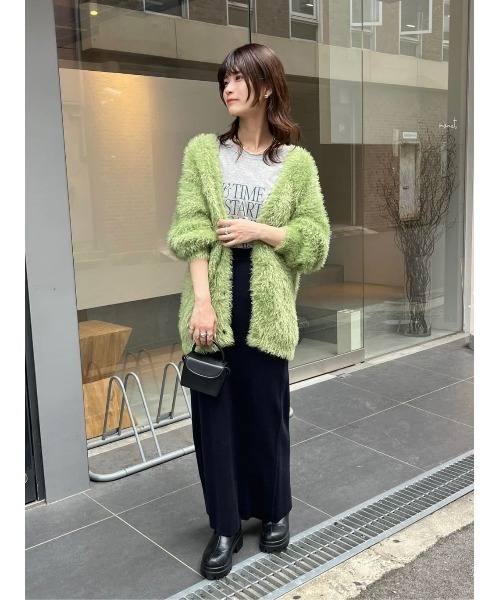 titivate(ティティベイト)の「エアリーシャギーニットカーディガン(カーディガン/ボレロ・レディース・ブラウン/グリーン/ピンク/ベージュ・FREE)」の3枚目の写真