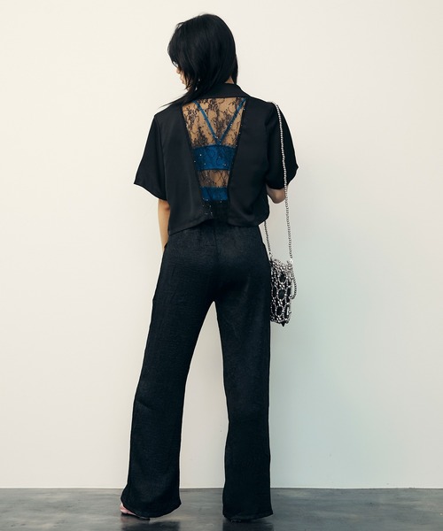 uyu.（ウユ）の「Shiny Washer Easy Pants / シャイニーワッシャーイージーパンツ【uyu./ウユ】（スラックス・レディース・シルバー/シルバー系その他/ブラック・FREE）」の7枚目の写真