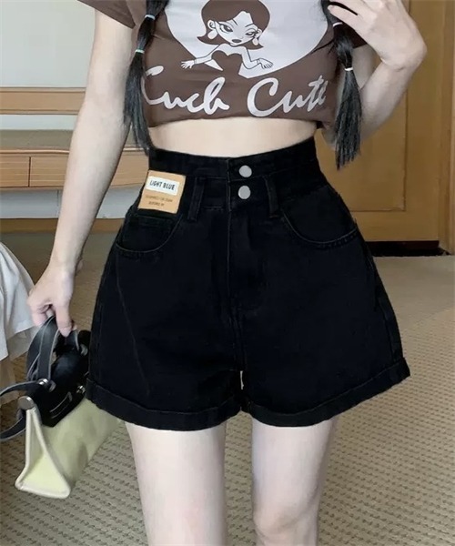 Dream garden(ドリームガーデン)の「ロールアップデニムショートパンツ(デニムパンツ・レディース・ライトブラック/ブラック/ブルー・M/L/XL/2XL/S)」の13枚目の写真