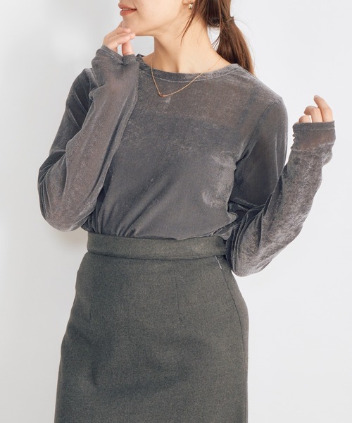 【セール】メッシュベロアロングスリーブTシャツSET（Tシャツ/カットソー）｜Emma Taylor（エマテイラー）