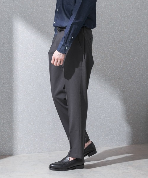 アーバンリサーチ 他　パンツスーツ　オフィスカジュアル　ノーカラー　グレー 黒 イージーケア』LIFE STYLE TAILOR カルゼストレッチ