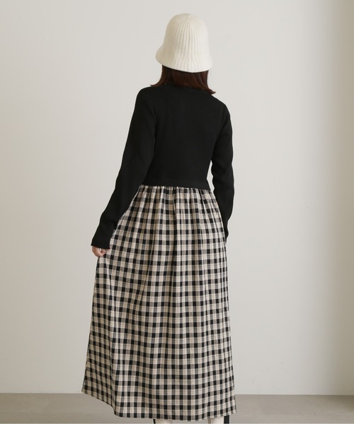 N.（N. Natural Beauty Basic）（エヌエヌナチュラルビューティーベーシック）の「◆◇長袖リブニットドッキングワンピース（ワンピース・レディース・ブラック/グレー・SMALL/MEDIUM）」の10枚目の写真