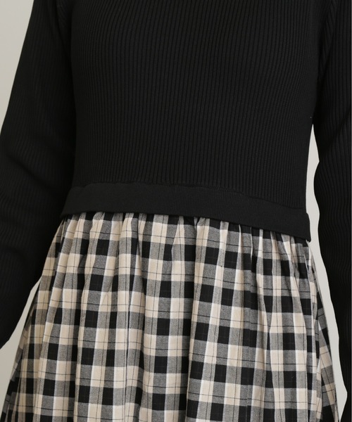 N.（N. Natural Beauty Basic）（エヌエヌナチュラルビューティーベーシック）の「◆◇長袖リブニットドッキングワンピース（ワンピース・レディース・ブラック/グレー・SMALL/MEDIUM）」の12枚目の写真