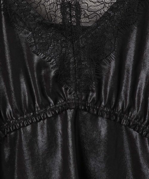 JEANASIS(ジーナシス)の「チンツレーストリムキャミ/146876(キャミソール・レディース・グレー/ブラック・FREE)」の10枚目の写真