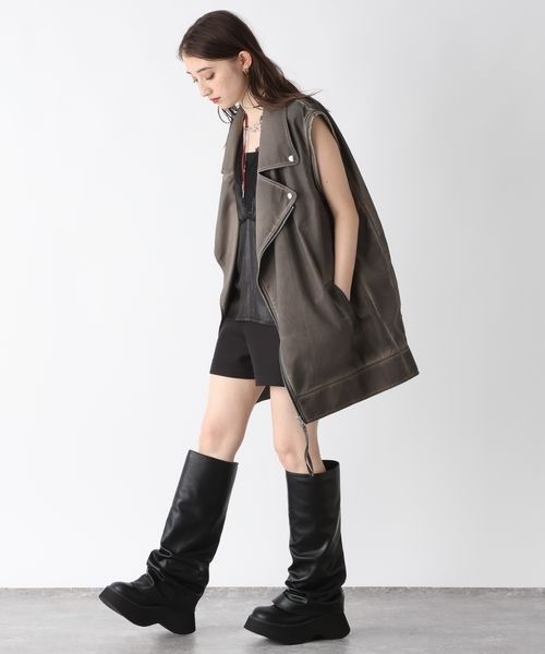 JEANASIS(ジーナシス)の「チンツレーストリムキャミ/146876(キャミソール・レディース・グレー/ブラック・FREE)」の15枚目の写真