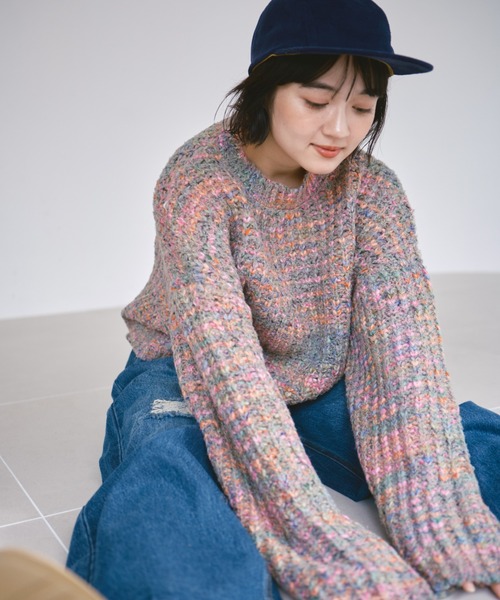 ニット・セーター HUE Mix Knit (4color) BBW18 ミックスカラーニット[品番：ZJ000022955]｜Girly Doll