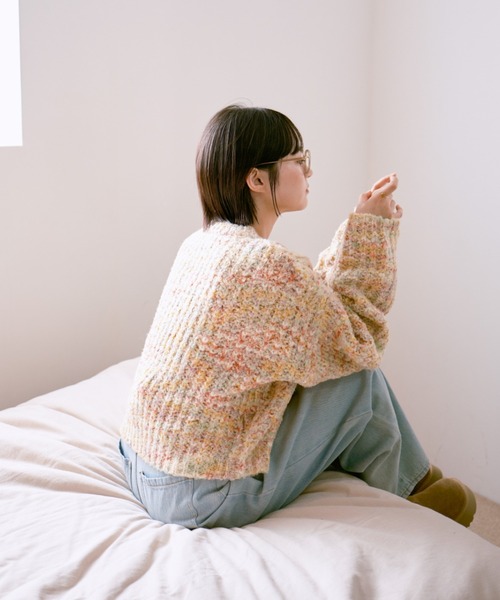 ニット・セーター HUE Mix Knit (4color) BBW18 カラフルミックスフェザーニット（ニット/セーター）｜unclip