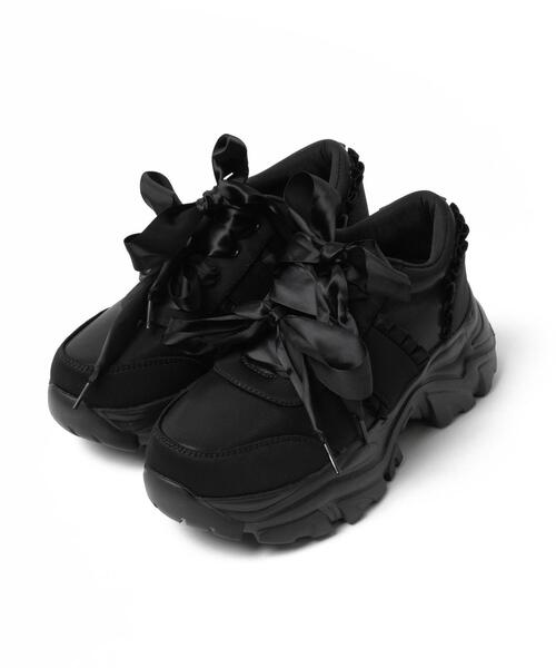 WEGO（ウィゴー）の「WEGO/ダブルリボン厚底ダッドスニーカー（スニーカー・レディース・ホワイト/ブラック/シルバー・LARGE/MEDIUM）」の9枚目の写真