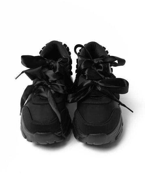 WEGO（ウィゴー）の「WEGO/ダブルリボン厚底ダッドスニーカー（スニーカー・レディース・ホワイト/ブラック/シルバー・LARGE/MEDIUM）」の8枚目の写真