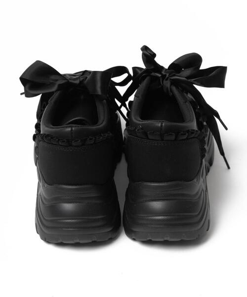 WEGO（ウィゴー）の「WEGO/ダブルリボン厚底ダッドスニーカー（スニーカー・レディース・ホワイト/ブラック/シルバー・LARGE/MEDIUM）」の7枚目の写真