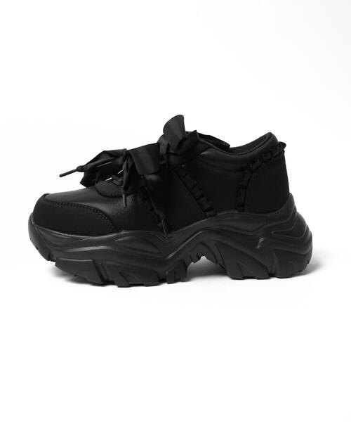 WEGO（ウィゴー）の「WEGO/ダブルリボン厚底ダッドスニーカー（スニーカー・レディース・ホワイト/ブラック/シルバー・LARGE/MEDIUM）」の6枚目の写真