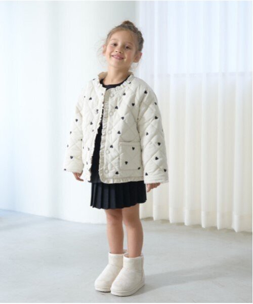 Lycee mine（リセマイン）の「ノーカラーハート刺しゅうブルゾン（ブルゾン・キッズ・ブラック/アイボリー/ピンク/ダークブラウン/ミント・100cm/110cm/120cm/130cm/140cm/150cm）」の9枚目の写真