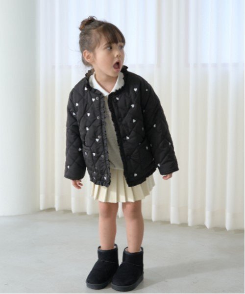 Lycee mine（リセマイン）の「ノーカラーハート刺しゅうブルゾン（ブルゾン・キッズ・ブラック/アイボリー/ピンク/ダークブラウン/ミント・100cm/110cm/120cm/130cm/140cm/150cm）」の7枚目の写真