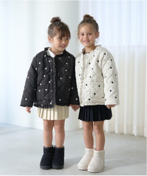 Lycee mine（リセマイン）の「ノーカラーハート刺しゅうブルゾン（ブルゾン・キッズ・ブラック/アイボリー/ピンク/ダークブラウン/ミント・100cm/110cm/120cm/130cm/140cm/150cm）」の6枚目の写真