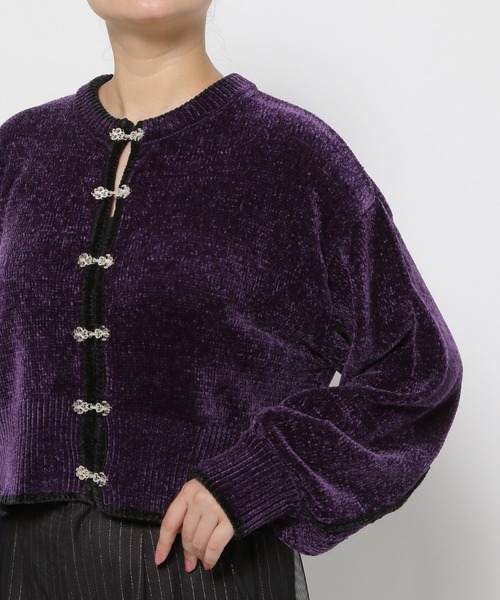 HARE（ハレ）の「ハイショクラインチャイナモールカーディガン(HARE)（カーディガン/ボレロ・レディース・パープル/ブラック・FREE）」の16枚目の写真