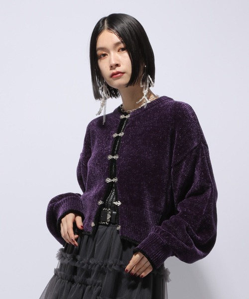 HARE（ハレ）の「ハイショクラインチャイナモールカーディガン(HARE)（カーディガン/ボレロ・レディース・パープル/ブラック・FREE）」の10枚目の写真