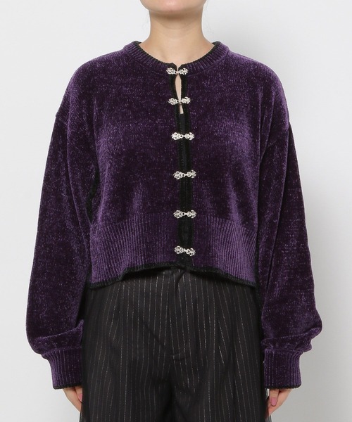 HARE（ハレ）の「ハイショクラインチャイナモールカーディガン(HARE)（カーディガン/ボレロ・レディース・パープル/ブラック・FREE）」の12枚目の写真