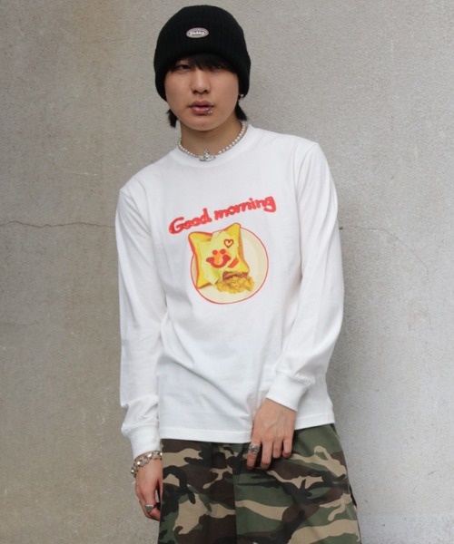 UNIT CHEST(ユニットチェスト)の「【UNIT CHEST】unique unisex long sleeve T-shirt/ユニークユニセックス ロンT OIF designer eggs コラボ Goodmorning by KOTONA TATEISHI(Tシャツ/カットソー・レディース・ホワイト/杢グレー/ブラック・L/M/S)」の15枚目の写真