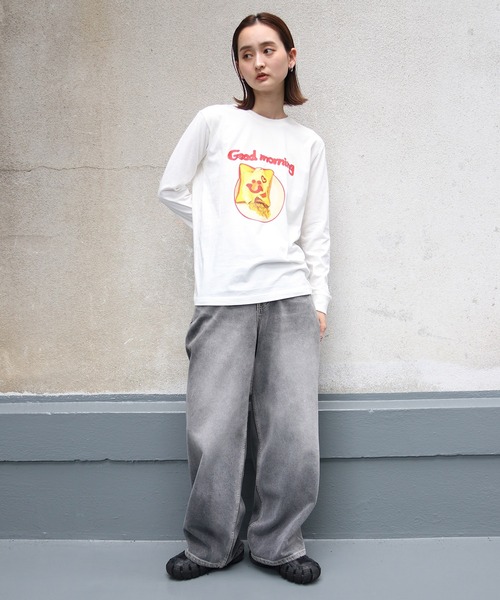 UNIT CHEST(ユニットチェスト)の「【UNIT CHEST】unique unisex long sleeve T-shirt/ユニークユニセックス ロンT OIF designer eggs コラボ Goodmorning by KOTONA TATEISHI(Tシャツ/カットソー・レディース・ホワイト/杢グレー/ブラック・L/M/S)」の9枚目の写真