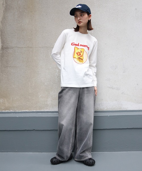 UNIT CHEST(ユニットチェスト)の「【UNIT CHEST】unique unisex long sleeve T-shirt/ユニークユニセックス ロンT OIF designer eggs コラボ Goodmorning by KOTONA TATEISHI(Tシャツ/カットソー・レディース・ホワイト/杢グレー/ブラック・L/M/S)」の12枚目の写真