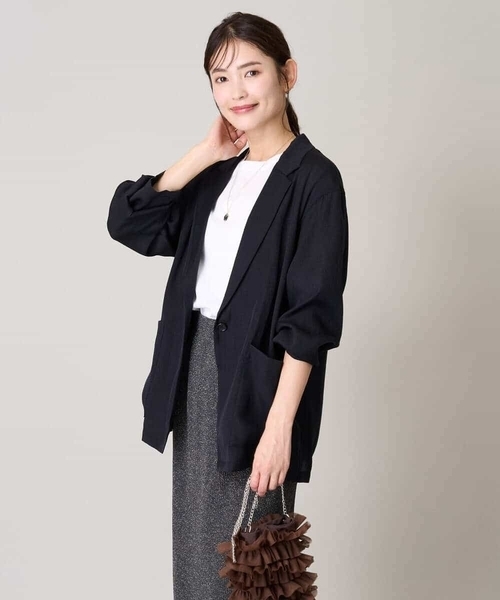 a.v.v（アーヴェヴェ）の「シアージャケット（テーラードジャケット・レディース・ブラック/ブラウン・38/40/42/36/34）」の13枚目の写真