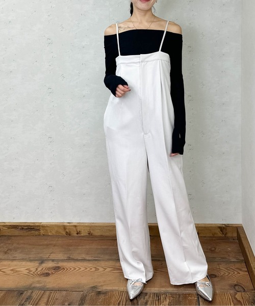 Per sist ence(パーシエンス)の「TRツイルベアトップサロペット(サロペット/オーバーオール・レディース・ブラック/チャコールグレー/グレー/グレイッシュベージュ/ベージュ系・FREE)」の7枚目の写真