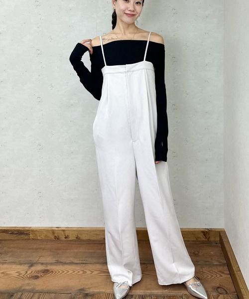Per sist ence(パーシエンス)の「TRツイルベアトップサロペット(サロペット/オーバーオール・レディース・ブラック/チャコールグレー/グレー/グレイッシュベージュ/ベージュ系・FREE)」の8枚目の写真