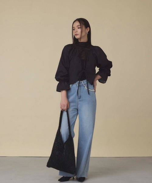 fifth（フィフス）の「ラメニットワンハンドルトート（トートバッグ・レディース・アイボリー/ブラック/パープル/シルバー・FREE）」の5枚目の写真