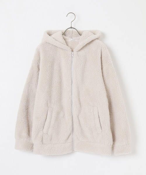 Honeys（ハニーズ）の「【ハニぽか】ボアジップパーカー（パーカー・レディース・アイボリー/グレイッシュブルー/スミクロ/モカ/ベージュ・S/M/L/LL）」の9枚目の写真