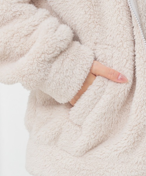 Honeys（ハニーズ）の「【ハニぽか】ボアジップパーカー（パーカー・レディース・アイボリー/グレイッシュブルー/スミクロ/モカ/ベージュ・S/M/L/LL）」の14枚目の写真