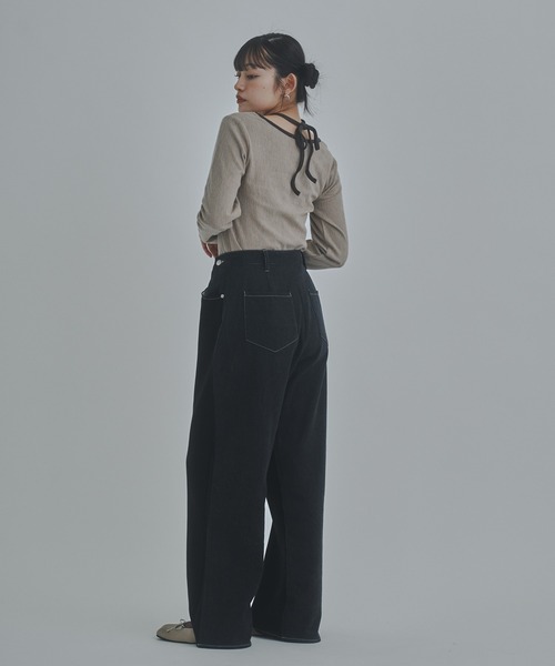 bita.(ビタ)の「ジャガードチョーカートップス(Tシャツ/カットソー・レディース・ブラック/グレイッシュベージュ/ブルー・FREE)」の19枚目の写真