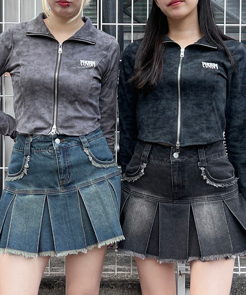 Figments(フィグメンツ)の「ブローチ付きダブルZIPロングスリーブトップス(Tシャツ/カットソー・レディース・スミクロ/ダークグレー・FREE)」の6枚目の写真