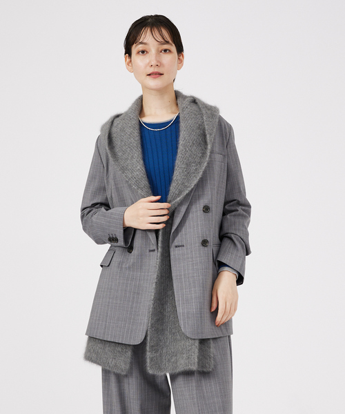 qualite(カリテ)の「レイヤードワイドリブニット/秋服/冬服/オフィスカジュアル/モックネック(ニット/セーター・レディース・オフホワイト/ブルー/グレー・フリー)」の22枚目の写真