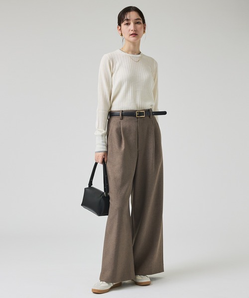 qualite(カリテ)の「レイヤードワイドリブニット/秋服/冬服/オフィスカジュアル/モックネック(ニット/セーター・レディース・オフホワイト/ブルー/グレー・フリー)」の6枚目の写真