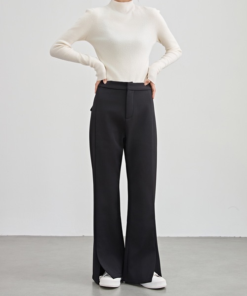 Lace Ladies(レースレディース)の「裾スリット ハイウエスト 裏起毛 ストレート パンツ(その他パンツ・レディース・ブラック/ブラウン・U/G/Q/W/K/F/H/J/R/O/N/T)」の5枚目の写真