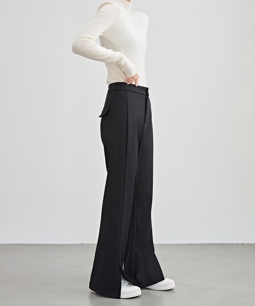 Lace Ladies(レースレディース)の「裾スリット ハイウエスト 裏起毛 ストレート パンツ(その他パンツ・レディース・ブラック/ブラウン・U/G/Q/W/K/F/H/J/R/O/N/T)」の6枚目の写真