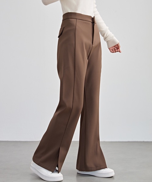 Lace Ladies(レースレディース)の「裾スリット ハイウエスト 裏起毛 ストレート パンツ(その他パンツ・レディース・ブラック/ブラウン・U/G/Q/W/K/F/H/J/R/O/N/T)」の9枚目の写真
