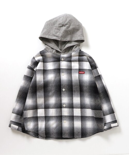 BREEZE(ブリーズ)の「【BREEZE NEW JACK】先染めチェックフードシャツ(シャツ/ブラウス・キッズ・イエロー/ブラック・90/100/110/120/130/140/150/160)」の2枚目の写真